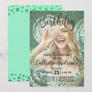 Invitation Mermaid Green Parties scintillant Confetti Photo A