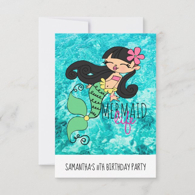 Invitation Mermaid Life B Enveloppes blanches standard inclus (Devant)