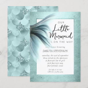 Invitation Mermaid Luxe   Monnaie de mer Green Aqua Douche