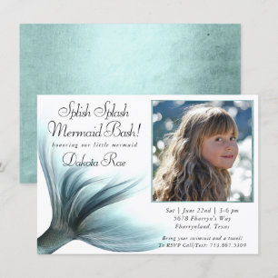 Invitation Mermaid Luxe   Monnaie de mer vert éclaboussure