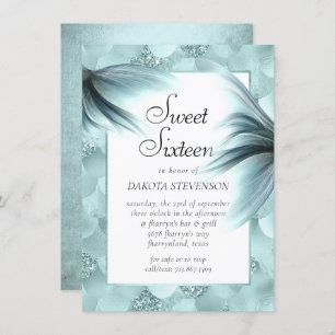 Invitation Mermaid Luxe   Seafoam Mint Green Luster Anniversa