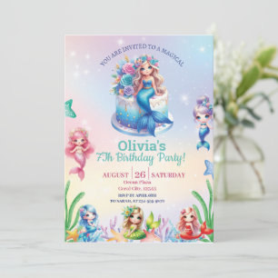 Invitation Mermaid Magique 7E Fête Anniversaire Fille