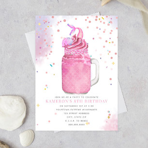 Invitation Mermaid Mason Jar Milkshake rose Filles Anniversai