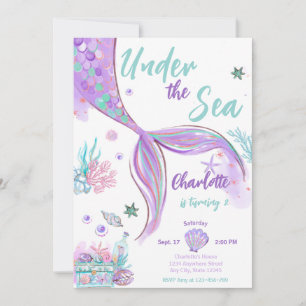Invitation Mermaid Mette Sous La Parties scintillant De Mer A