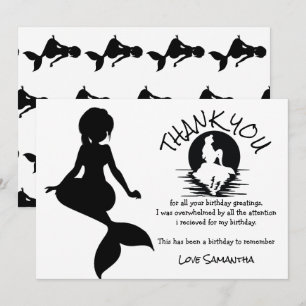Invitation Mermaid Noir fête d'anniversaire Merci