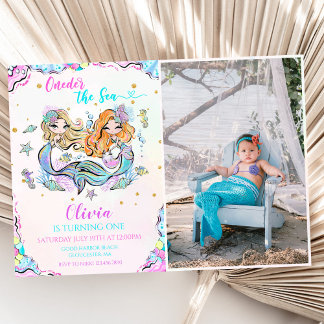 Invitation Mermaid Oneder Sea 1st Birthday Party Photo