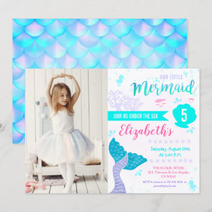 Invitation Mermaid ou Under the Sea Aqua photo Turquoise d'an