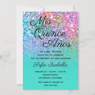 Invitation Mermaid Parties scintillant Turquoise Ombre Mis Qu