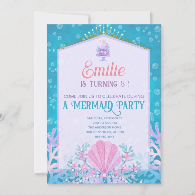 Invitation Mermaid Party (Devant)