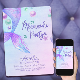 Invitation Mermaid Party Mermaids traîne sous la mer Annivers