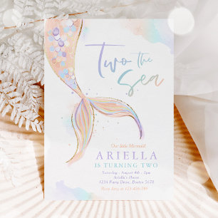 Invitation Mermaid Party Two The Sea Mermaid 2e anniversaire