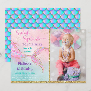 Invitation Mermaid Pink Gold Anniversaire