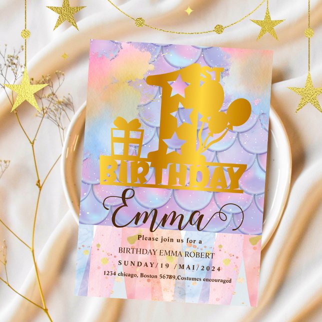 Invitation Mermaid Pool Party Pink Mermaid un anniversaire (Créateur téléchargé)