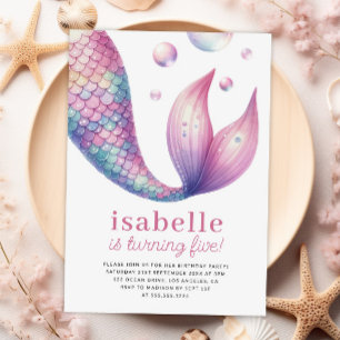 Invitation Mermaid Queue sous la mer Girl Anniversaire