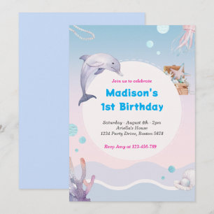 Invitation Mermaid Queue sous la mer rose or Anniversaire