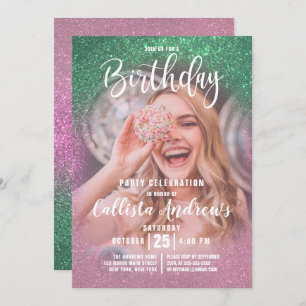 Invitation Mermaid rose triple Parties scintillant Ombre phot