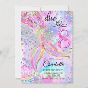 Invitation Mermaid rose violet plonger dans huit ans