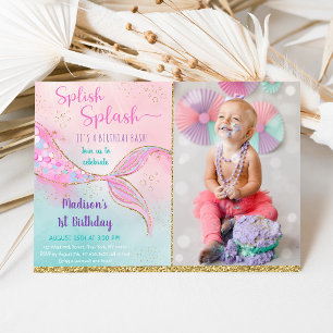 Invitation Mermaid rose violet premier anniversaire