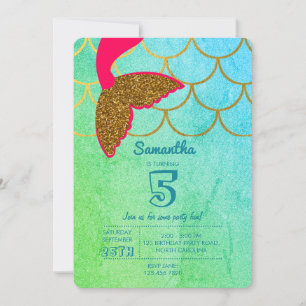 Invitation Mermaid Scales Turquoise Turquoise Parties scintil