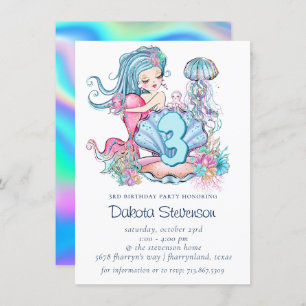Invitation Mermaid Sea Life Fête d'anniversaire avec âge pe