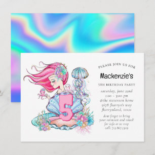 Invitation Mermaid Sea Life   Fête d'anniversaire avec âge pe