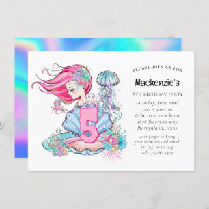 Invitation Mermaid Sea Life Fête d'anniversaire avec âge pe