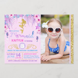 Invitation Mermaid sous la mer Anniversaire