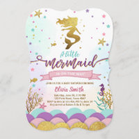 Mermaid Sous L'Invitation Du Baby shower De Mer
