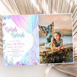 Invitation Mermaid Splish Splash 4th Birday Party Photo