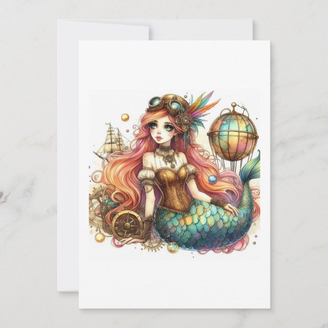 Invitation mermaid steampunk (Devant)