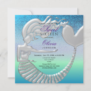 Invitation Mermaid Sweet 16 Anniversaire
