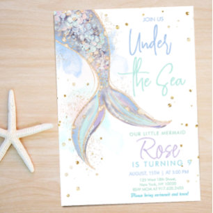Invitation Mermaid Tail Anniversaire