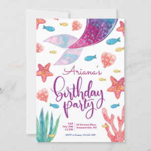 Invitation Mermaid Tail fête d'anniversaire