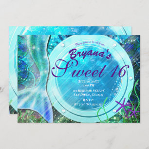 Invitation Mermaid Tail Magic Under the Sea Sweet 16 Annivers