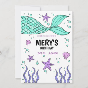 Invitation Mermaid Tail, sous la mer Anniversaire