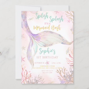 Invitation Mermaid Tail Splish Splash rose violet Anniversair