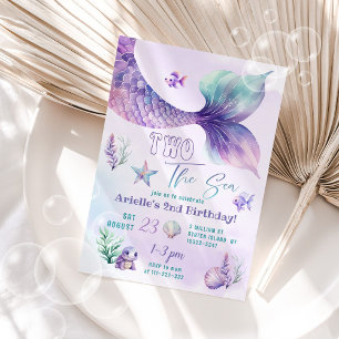 Invitation Mermaid tail Two the Sea 2nd Birthday party