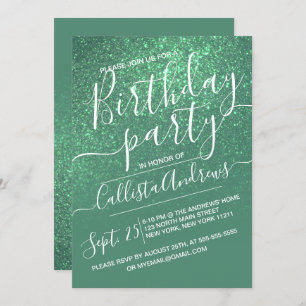 Invitation Mermaid Turquoise Green Parties scintillant étince