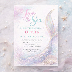 Invitation Mermaid Two la Mer 2ème Anniversaire Glitter