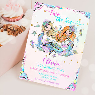 Invitation Mermaid Two The Sea 2e fête d'anniversaire