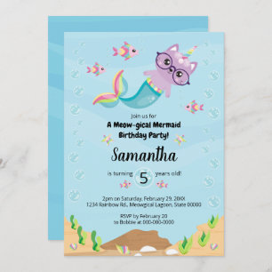 Invitation Mermaid Unicorn sous la mer fête d'anniversaire