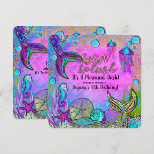 Invitation Mermaids & Sea Shells sous la mer Anniversaire