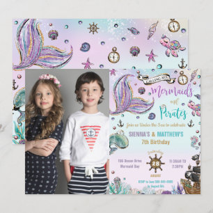 Invitation Mermaitres et pirates photo de l'océan