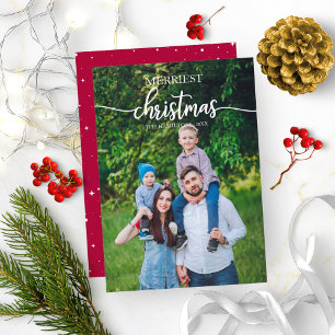 Invitation Merriest Christmas White Script Photo Unique