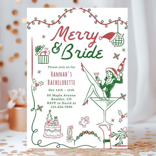 Invitation Merry And Bride Noël Enterrement de Vie de Jeune F (Créateur téléchargé)
