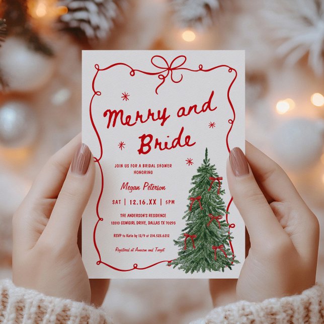 Invitation Merry and Bride Whimsical Holiday Bridal Shower (Créateur téléchargé)