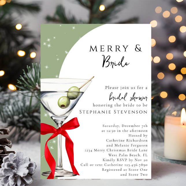 Invitation Merry & Bride Martini Christmas Bridal Shower (Créateur téléchargé)