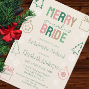 Invitation Merry & Bride Noël Enterrement de vie de jeune fil