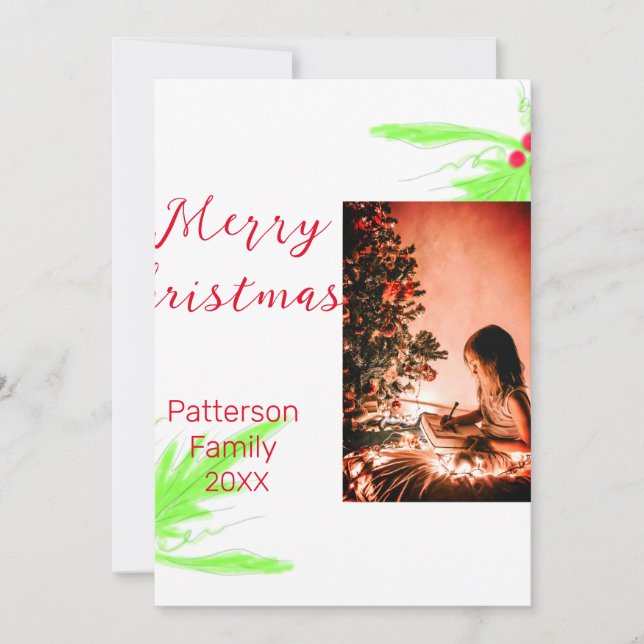 Invitation Merry Bright Christmas ajouter nom de famille bien (Devant)