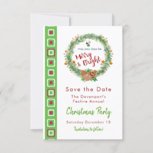 Invitation Merry & Bright Christmas Wreath